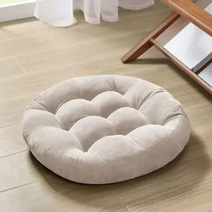 Degrees of Comfort Meditation Floor Pillow, Round Large Pillows Seating for Adults, Tufted Corduroy Floor Cushion for Living Room Tatami, Beige 22 Inch