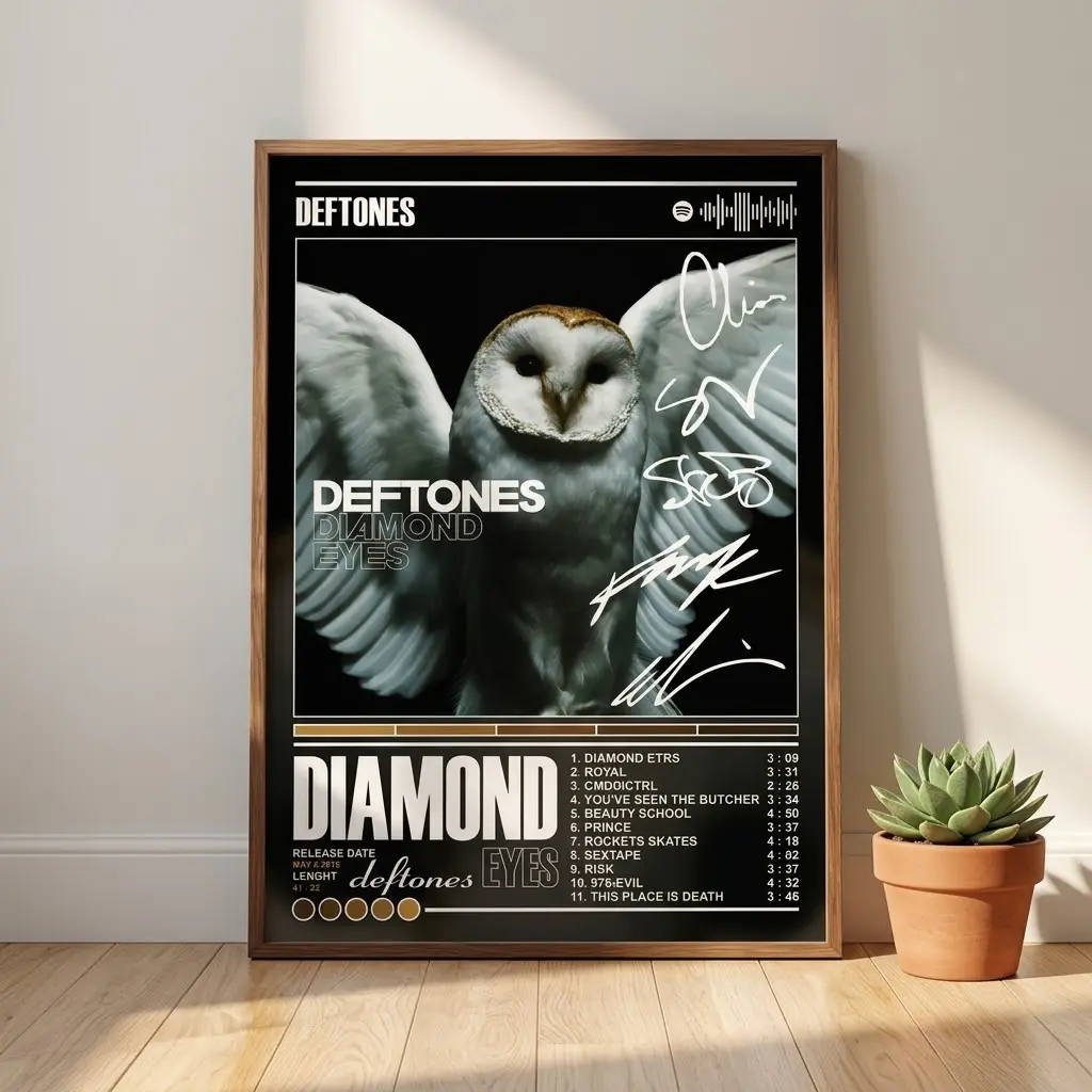Deftones Diamond Eyes Poster, Alternative Rock Album Wall Art, Metal Music Print, Vintage Band Decor, Music Lover Gift, Black Aesthetic