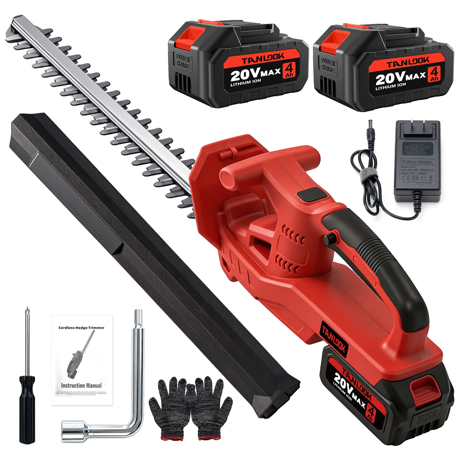 TANLOOK Cordless Hedge Trimmer, Rechargeable Handheld Bush Shrub Cutter, Sharp Steel Blade, Lightweight Electric Hedge Clipper for Garden, Yard & Landscaping