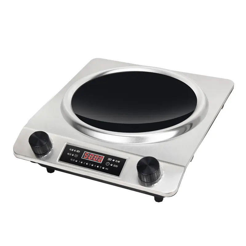 5000W Concave Induction Cooker - 3500/5000W Flexible Fire Adjustment, Digital Temperature Control, 28*35cm Smooth Panel Multi-Function Cooker, Heat Resistant, Long-Lasting Commercial Appliance for Stir-Fry&Warm, Home & Restaurants