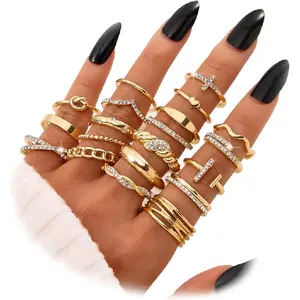 Golden Silvery Black Kunckle Rings Set for Women, Dainty Simple Trendy Cute Stackable Finger Rings Pack, Perfect for Stacking Layering on Thumb and Knuckle, Mixed Size, Jewelry Gift