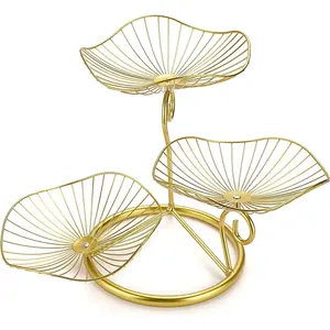 PrimPick 3-Tier Fruit Basket Stand Decorative Iron Fruit Bowl, Metal Wire Fruit Holder Storage Trays Table Countertop Holder for Vegetables Bread Snack, Modern Fruit Bowls for Kitchen Home Use