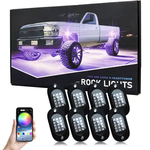 8 Pods RGB LED Rock Lights Kit, App/Remote Control Music Mode, Timing Function, Waterproof Underglow Lights, for ATV RZR UTV SUV Off Road