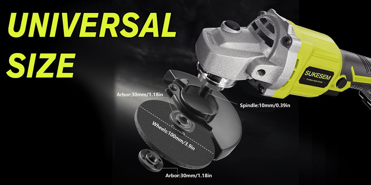 Rechargeable angle grinder, cordless polishing machine, equipped with ion battery, fast charger and complete accessories. Suitable for wood, metal, plastic, and stone