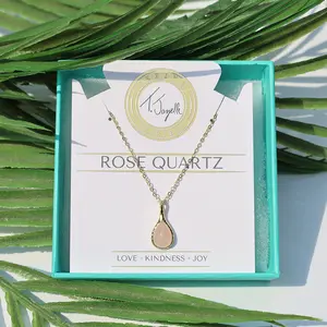 Gemstone Collection: Rose Quartz Stone Charm Necklace