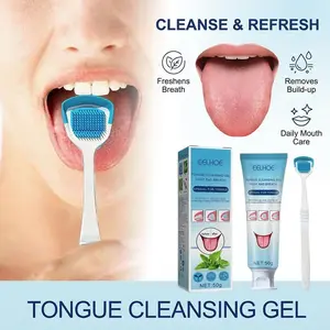 Advanced Tongue Care Kit: Deep Cleaning Tongue Cleansing Gel & Scraper Tool for Fresh Breath Control (Gentle Mint, 50g)