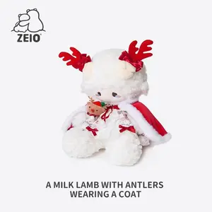 【ZElO TOYS】Christmas exclusive antler sheep lamb doll  plush toy Rag Doll cape coat Cute Cute Fluffy Lamb Plush Doll