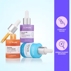 GOPURE Power Trio Facial Serums Set - Vitamin C Serum Hyaluronic Acid Serum and Retinol Serum