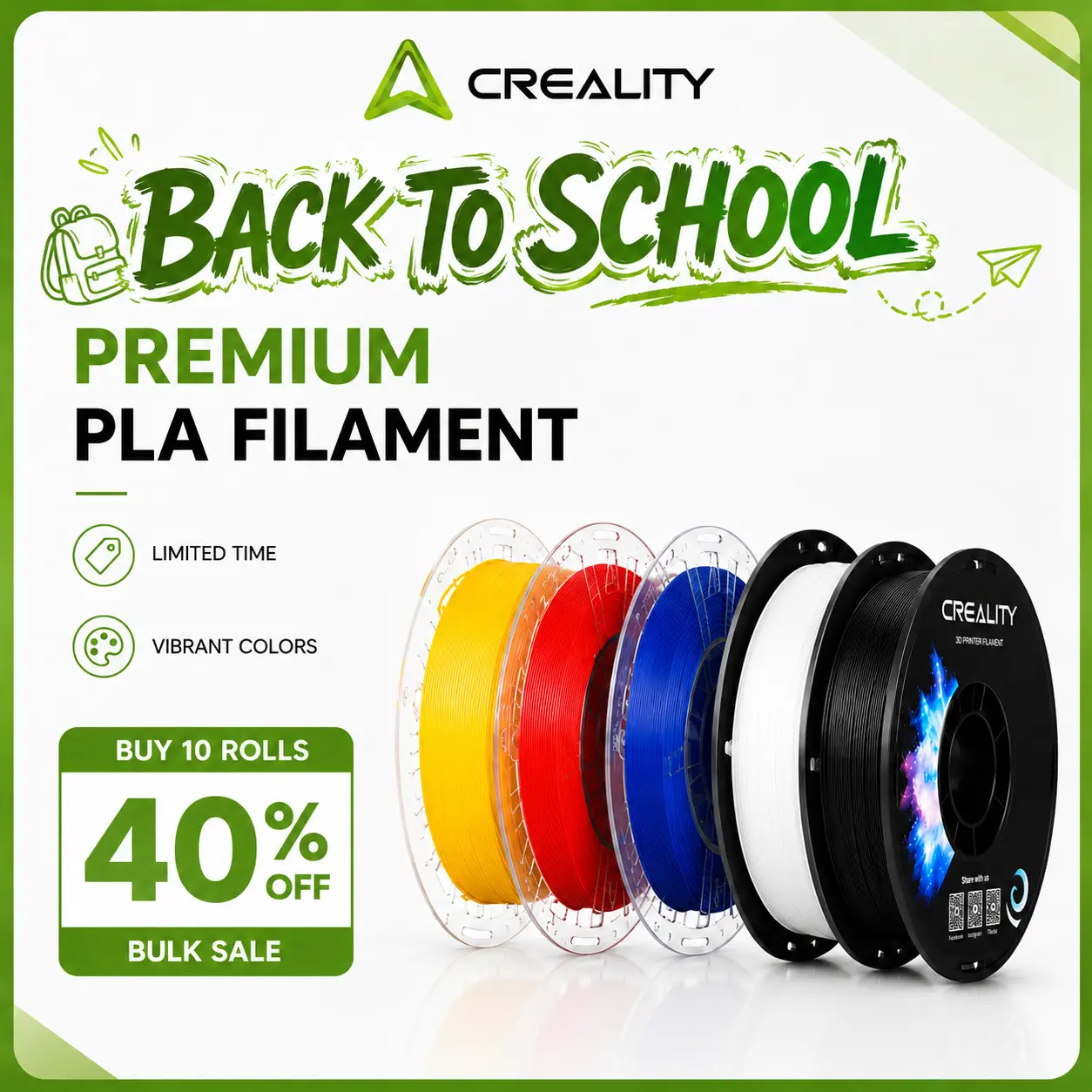 Creality 1.75mm 3D Printer Filament 1KG, Spoolless Corn-Based Options with Desiccant - PLA, PETG, Silk, TPU, ABS, PC, Carbon, Metallic, Glow in the Dark, Starry Colors for FDM Printers, 3D Pens & DIY Kits, 100% Biodegradable, Eco-Friendly