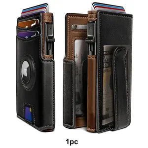 Men's Airtag Wallet with Money Clip & 10 Slots, Sleek Metal Design, Secure Magnetic Closure, Rfid-Blocking Feature, Ideal for Daily Use
