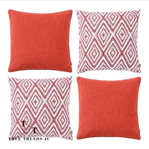 Decorative Pillow Covers Couch Pillow Covers Throw Pillow Covers for Couch, Sofa, Bed, 17x17 Inch Set of 4 Polyester Farmhouse Pillow Covers, Red Clay