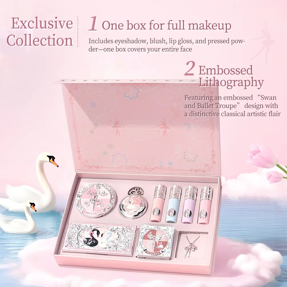 Ballet Makeup Gift Box Cheek Blush Red Lip Glaze Eye Shadow Professional Concealer Bronzer All In One Beauty Bundle Makeup Sets Kit Makeup Kit Set