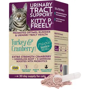 Kitty P. Freely Cat Urinary Supplement, Cranberry for UTI & Kidney Support Powder Probiotics for Cats, Made in USA (30 Days)