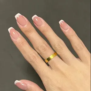 24Pcs White Mist Gradient Press On Nails with Press-On Nail Set with Jelly Glue and Nail File | Soft Blush Ombre DIY Nail Kit | Easy to Apply, Comfortable & Long-Lasting | Ideal for Daily Commutes, Business Lunches, Tea Parties & Elegant Gatherings