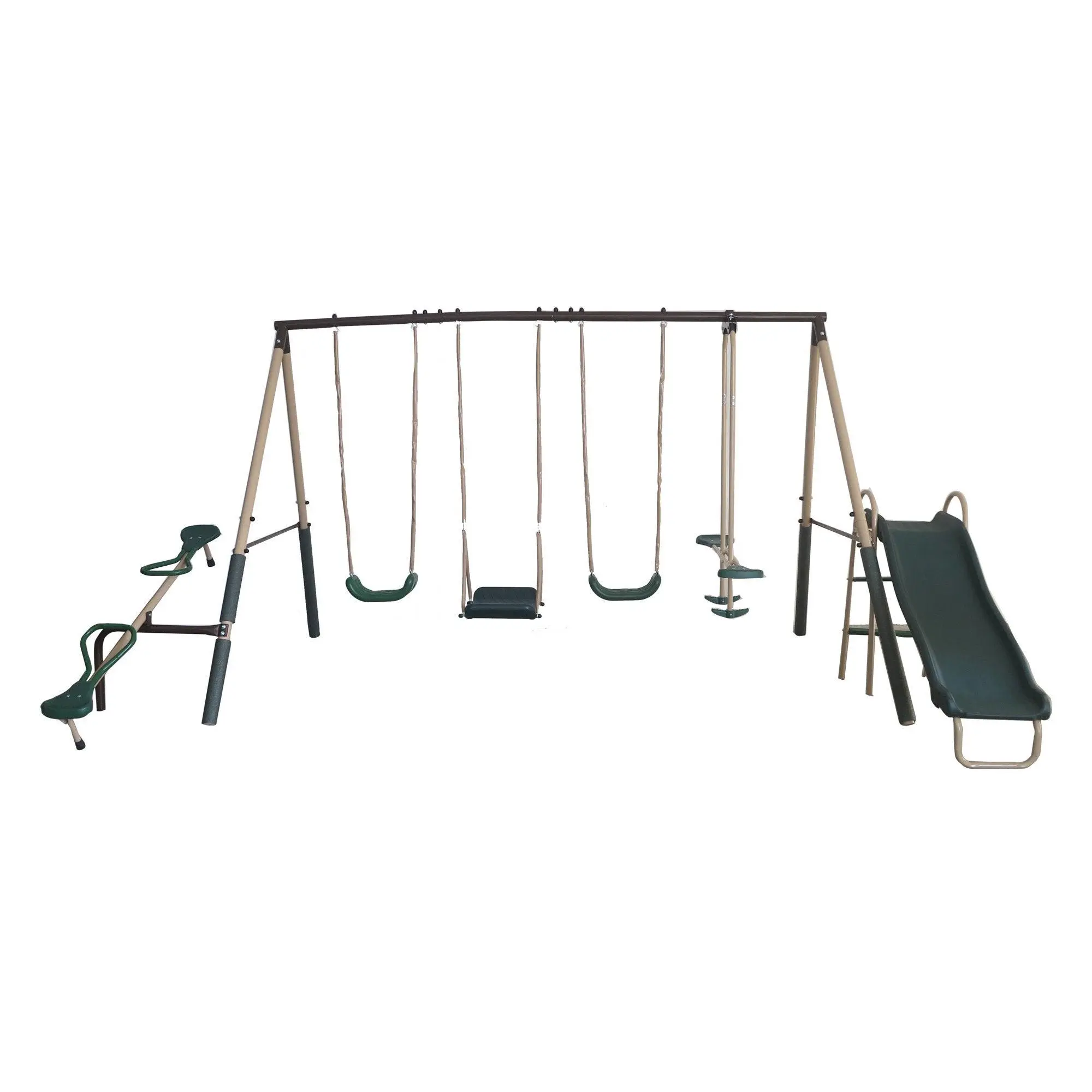 XDP Recreation Crestview Outdoor Swing Set w/ Slide, Glider, 3 Swings, & See Saw XDP Recreation Crestview Outdoor Swing Set w/ Slide, Glider, 3 Swings, & See Saw