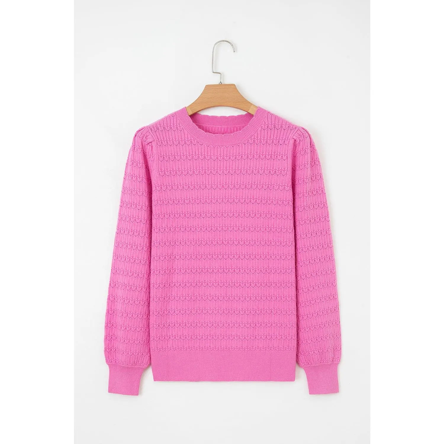 Kay Knit Ribbed Cuffs Crew Neck Sweater