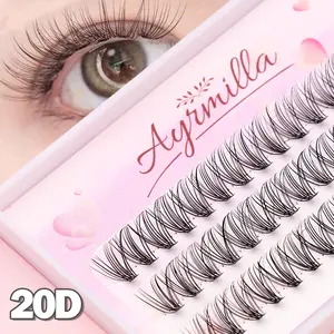 Wholesale: 5 boxes (120 clusters), 10–12 mm, large 20D cluster false eyelashes, matte black mink false eyelashes