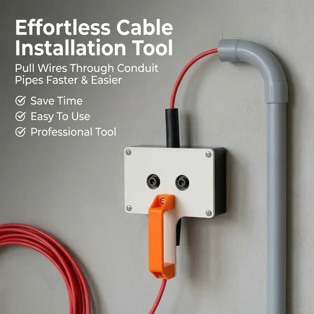 Cable Pulling Tool for Drills, Efficient Wire Puller for Conduits, 8mm Capacity Cable Feeder for Electricians, Easy Use Save Effortless, Hardware Work Accessories