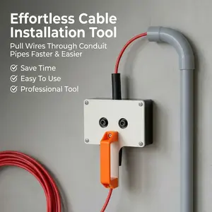 Cable Pulling Tool for Drills, Efficient Wire Puller for Conduits, 8mm Capacity Cable Feeder for Electricians
