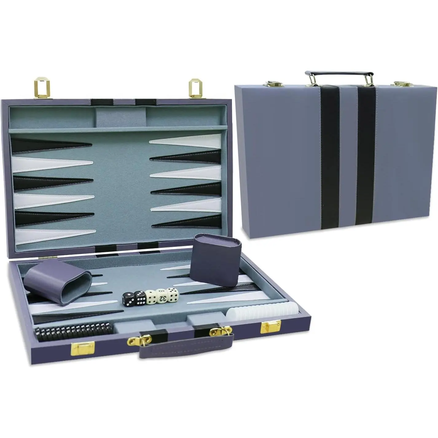 Backgammon Set - Classic Board Game with Premium PU Leather Case - Portable Travel Strategy Backgammon Game Set for Adults, Kids Family Game Night, Vacation & Gifts (11inch Small, Gray) Ages All Collection Mahjong Handbag Escape Beach Mahjong Set practice