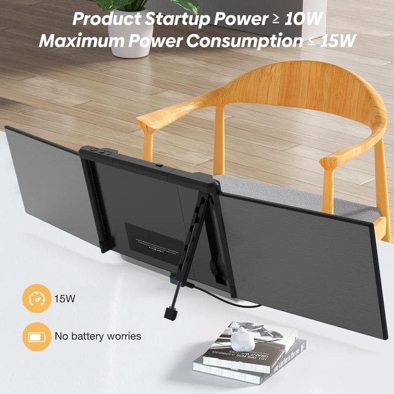 【OPENBOX】Triple Portable Monitor for Laptop Screen Extender Dual Monitor 12 Inch FHD 1080P Tri Screen Display One Type-C Cable Connect for 13.3-16.5 Inch Laptop【MacBook Only】