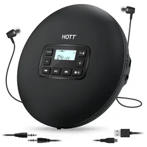 HOTT Portable CD Player, Compact Music CD Walkman, Small CD Player for CD, MP3 CD, CD-R, CD-RW, CD Player with Backlight, Memory Feature, Anti-skip, Audio