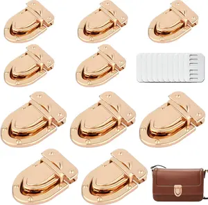 10 Sets Tuck Lock Clasp Catch, Light Gold Purse Hardware Purse Twist Lock Fasteners, Wallet Buckle Purse Metal Clasp Locks for DIY Wallets Bag Purse Briefcase Handbags Making Supplies Resflyar