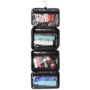 -Purpose Household Travel Organizer Accessory Toiletry  Makeup Hanging Shaving kit Bag-Black
