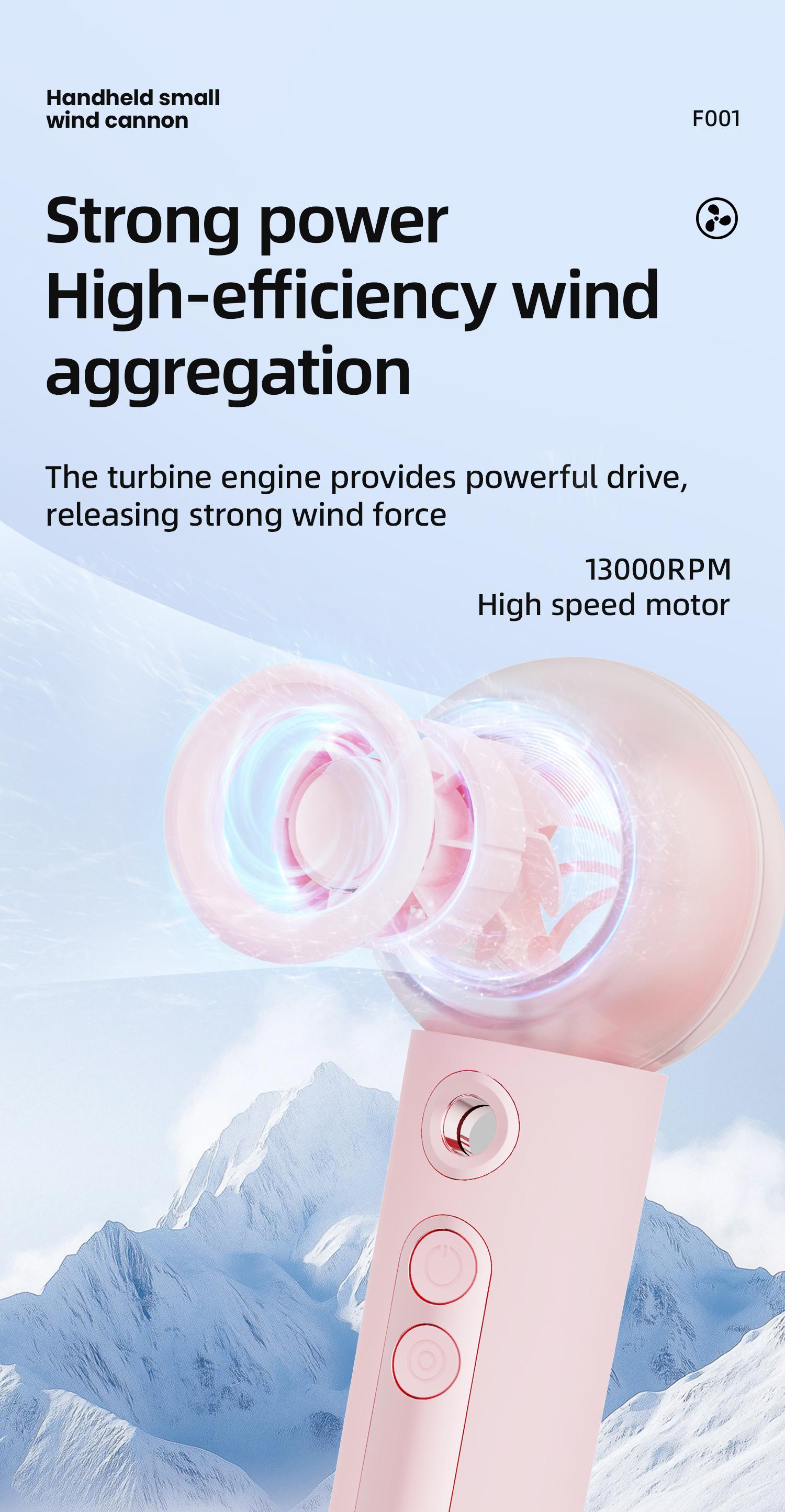 Portable Handheld High-Speed ​​Mist Fan — High-Velocity Turbo Cooling Spritzer with 4 Wind Speeds — USB-Rechargeable Mini Personal Fan for Travel, Makeup, and Summer Outdoors