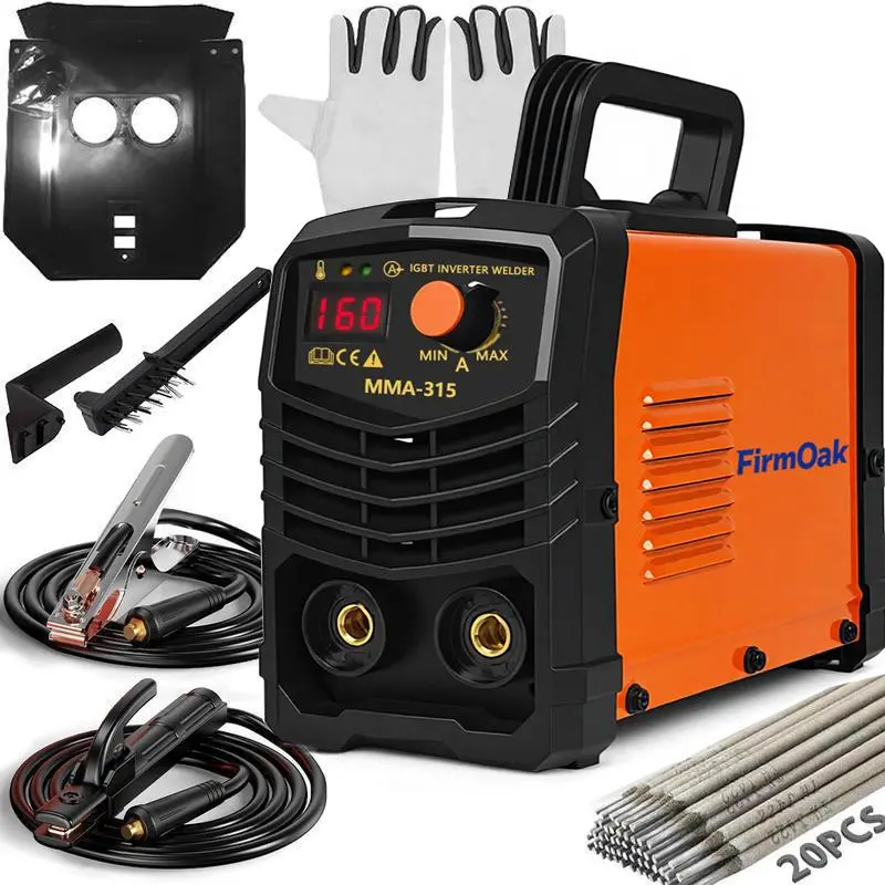 【TOOL UPGRADE】FirmOak 110V 160A Mini Stick Welder Kit, Portable IGBT ARC Welder with Digital Display, Hot Start, Arc Force, Anti-Stick & Auto Power-Off for Home DIY and Repair