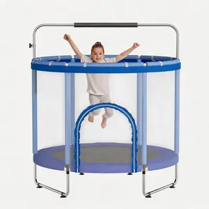 60" Kids Trampoline with Safety Enclosure - 400lbs Capacity, Adjustable Mini Indoor/Garden Bounce House with Safety Enclosure & Pad for Toddlers