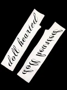 Women's Letter Print Hearts Gloves, Y2K Long Knit Gloves, Sweet Punk Style, Steam Punk Fashion, Fall & Winter Accessories