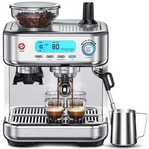 Professional All-in-One Coffee Station: Built-in Grinder with 15 Settings, 20Bar Pressure & LCD Display for Perfect Espresso & Latte Art