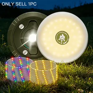 Camping String Lights, 4 in 1 Quick Storage 32.8FT Rechargeable Tent Lights String with 8 Lighting Modes, Hanging Waterproof Portable LED Lamp for Outdoor Patio Awning Garden Camping Essentials