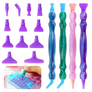 DIY Diamond Painting Kit, Plastic Material, 12 Replaceable Heads, Thread Design, Reusable Pens, Ideal for Crafts, Cross Stitch, Sewing Accessories
