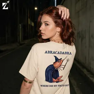 Abracadabra Where Did My Focus Go Funny Shrimp Wizard Graphic Tee - Retro Meme Shirt, Aesthetic Oversized Vibe, Casual Unisex Top