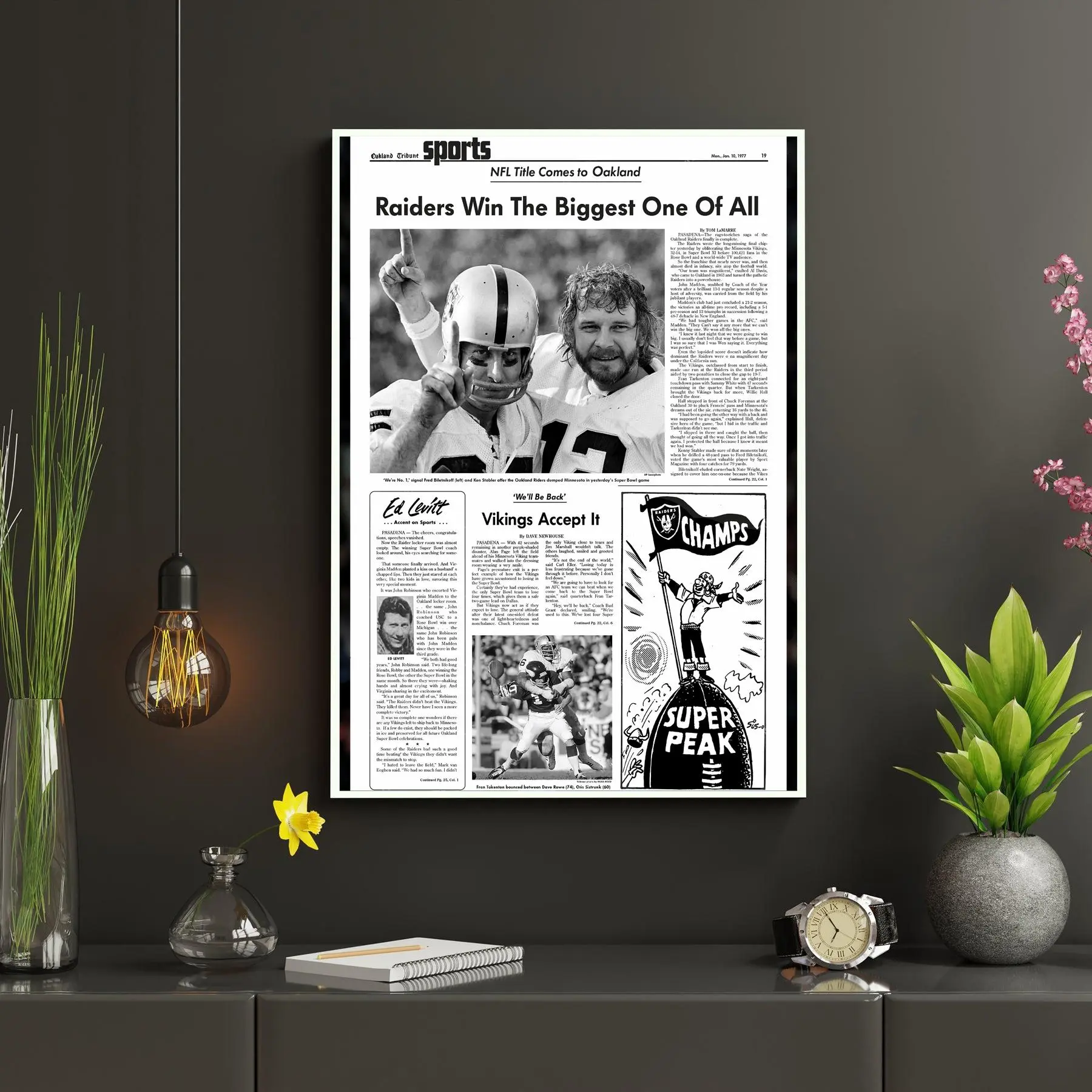 1977 Oakland Raiders Super Bowl XI Champions Front Page Newspaper Print - POSTER NO FRAME