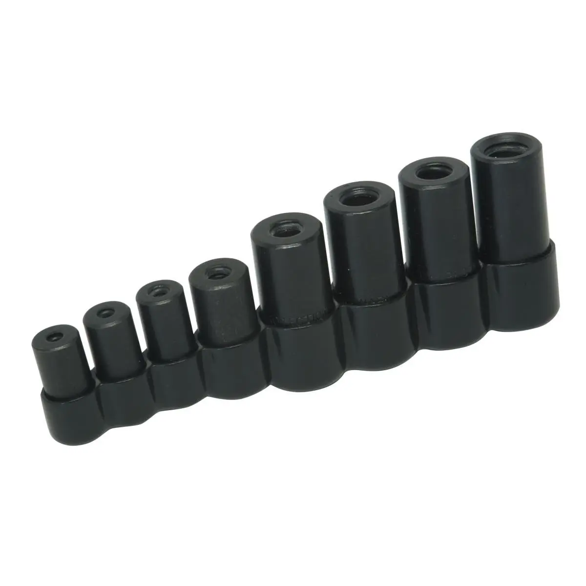 5-Piece Large Tap Socket Set with Vinyl Holder, Fits 1/2" Standard, All Number & Fractional M.C.T.I. Standard, Metric Thru 12mm, Ideal for T-Handle-Inaccessible Areas, Fits 1/2" Standard Taps