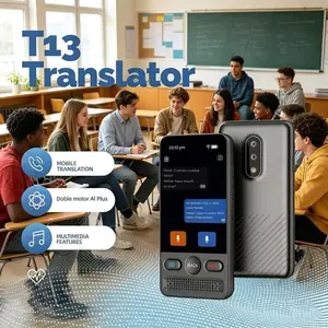 Ai Touchscreen Portable Digital Smart Translator Device, Supports 138 Languages, Real-Time Voice & Image Translation, Offline Mode, Rechargeable Microphone