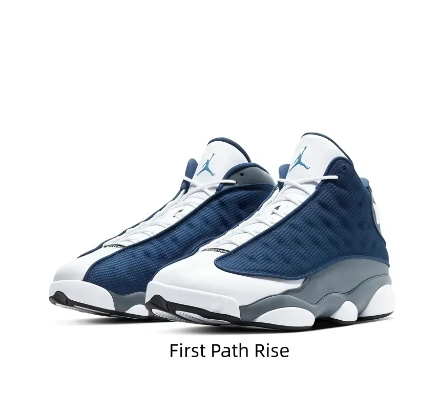 Navy White Grey Retro Sneakers - High Top Mesh Shoes Wave Design Sole Casual Walking