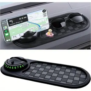 Car Dashboard Anti-Slip Mat, Multifunction Car Anti-Slip Mat, Rotatable Car Anti Slip Mat Phone Holder, Multifunctional Dashboard Mobile Phone Holder with Temporary Parking Numbe, Car Dashboard Accessories