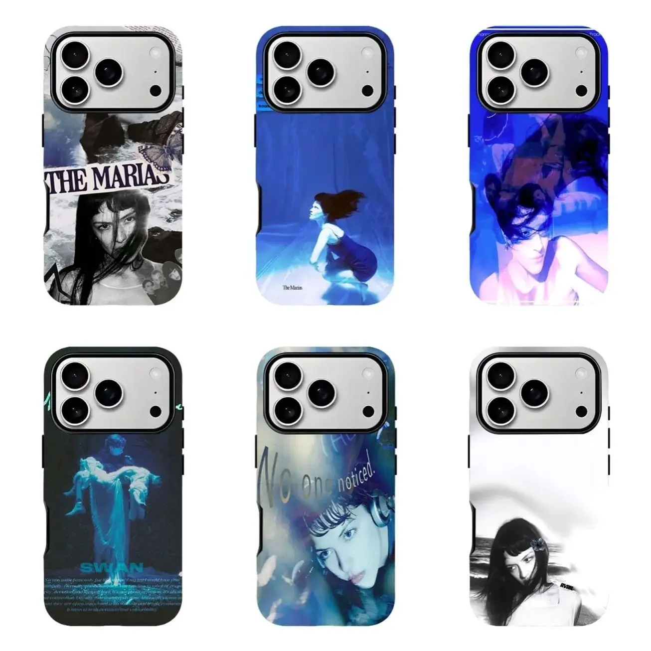 The Marías "Submarine & Cinema" Album Cover 2-in-1 Shockproof Phone Case—compatible with the iPhone 11–17 Pro Max/Plus series and Samsung Galaxy – series—makes for the ideal protective gift for fans and music lovers.