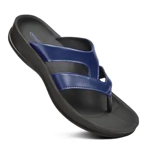AEROTHOTIC – Raido Flip Flops for Women - Synthetic Leather - Padded Double Straps - Non-Slip Sole Interlocking Sandals Casual