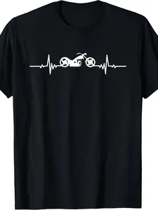 Motorcycle Heartbeat ECG Motorcycle T-shirt -220g