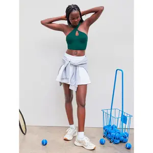 Cider Cross Halter Neckline Solid Cami Top With Removable Padding