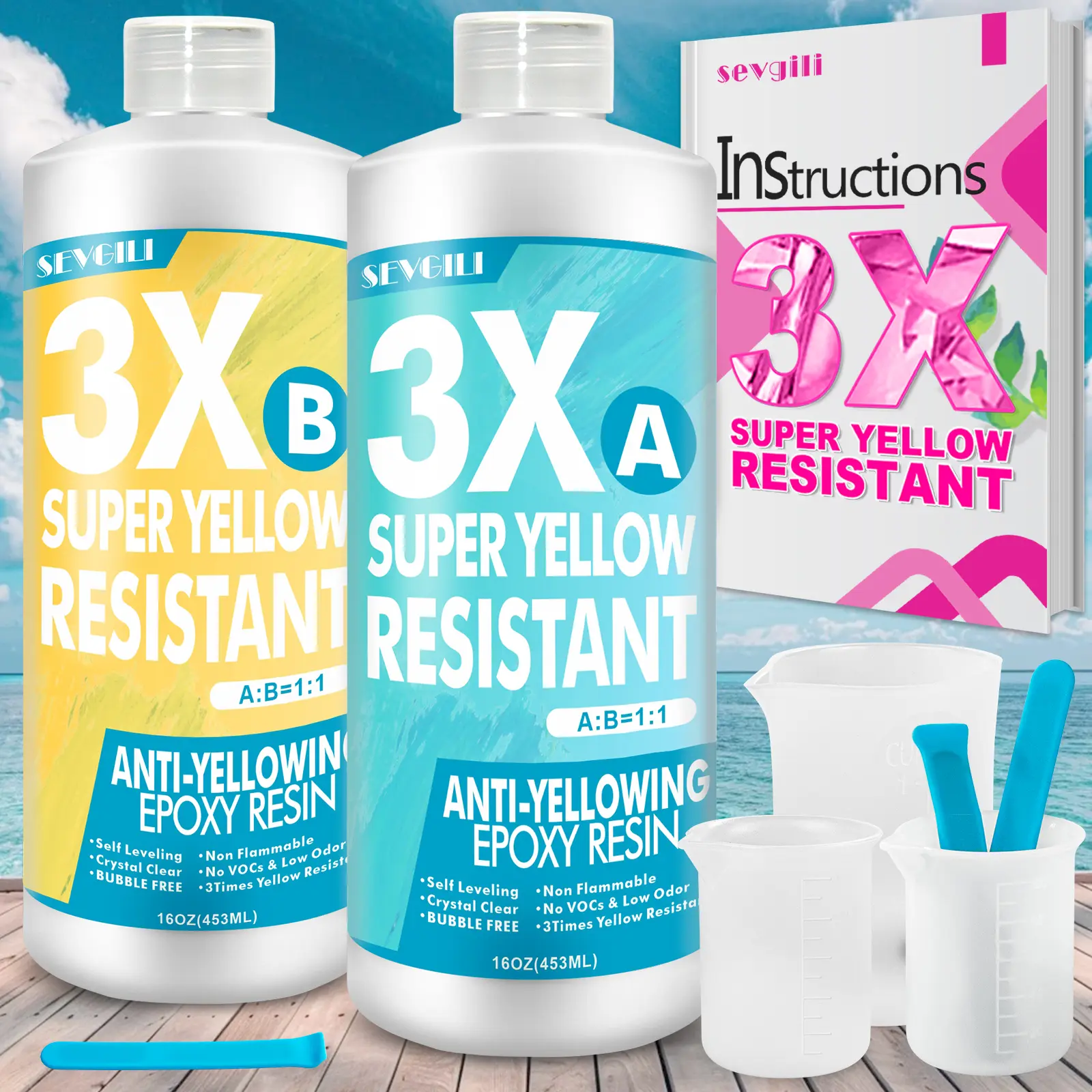 Epoxy Resin Kits 32OZ, 3X Super Anti-Yellowing Crystal Clear Epoxy Resin Craft Resin epoxy Resin kit, UV Resistance Safe Epoxy Resin for, Art Casting Resin,Jewelry Making, DIY, Resin Molds (16OZ Resin and 16OZ Hardener)