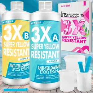 Epoxy Resin Kits 32OZ, 3X Super Anti-Yellowing Crystal Clear Epoxy Resin Craft Resin epoxy Resin kit, UV Resistance Safe Epoxy Resin for, Art Casting Resin,Jewelry Making, DIY, Resin Molds (16OZ Resin and 16OZ Hardener)