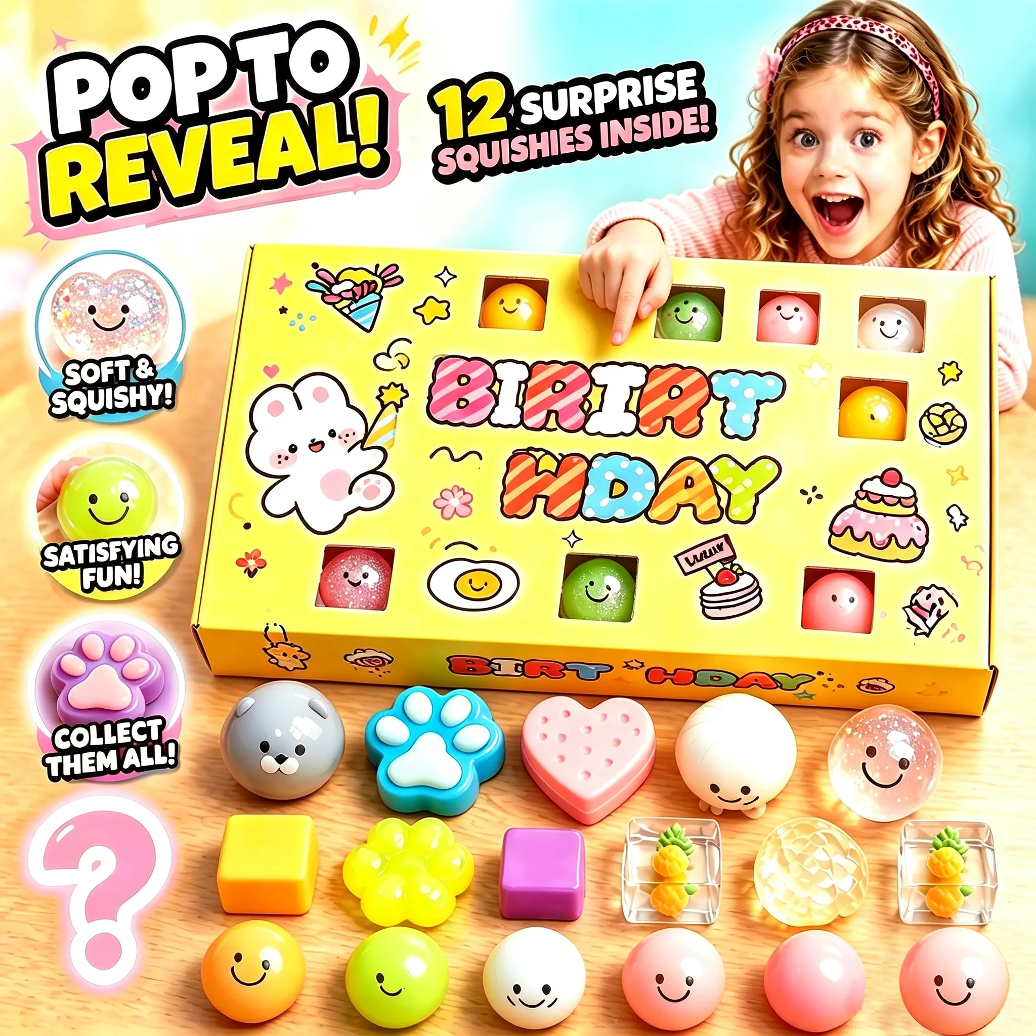 12-grid poke countdown squeeze toy gift set, suitable for birthday and holiday gifts