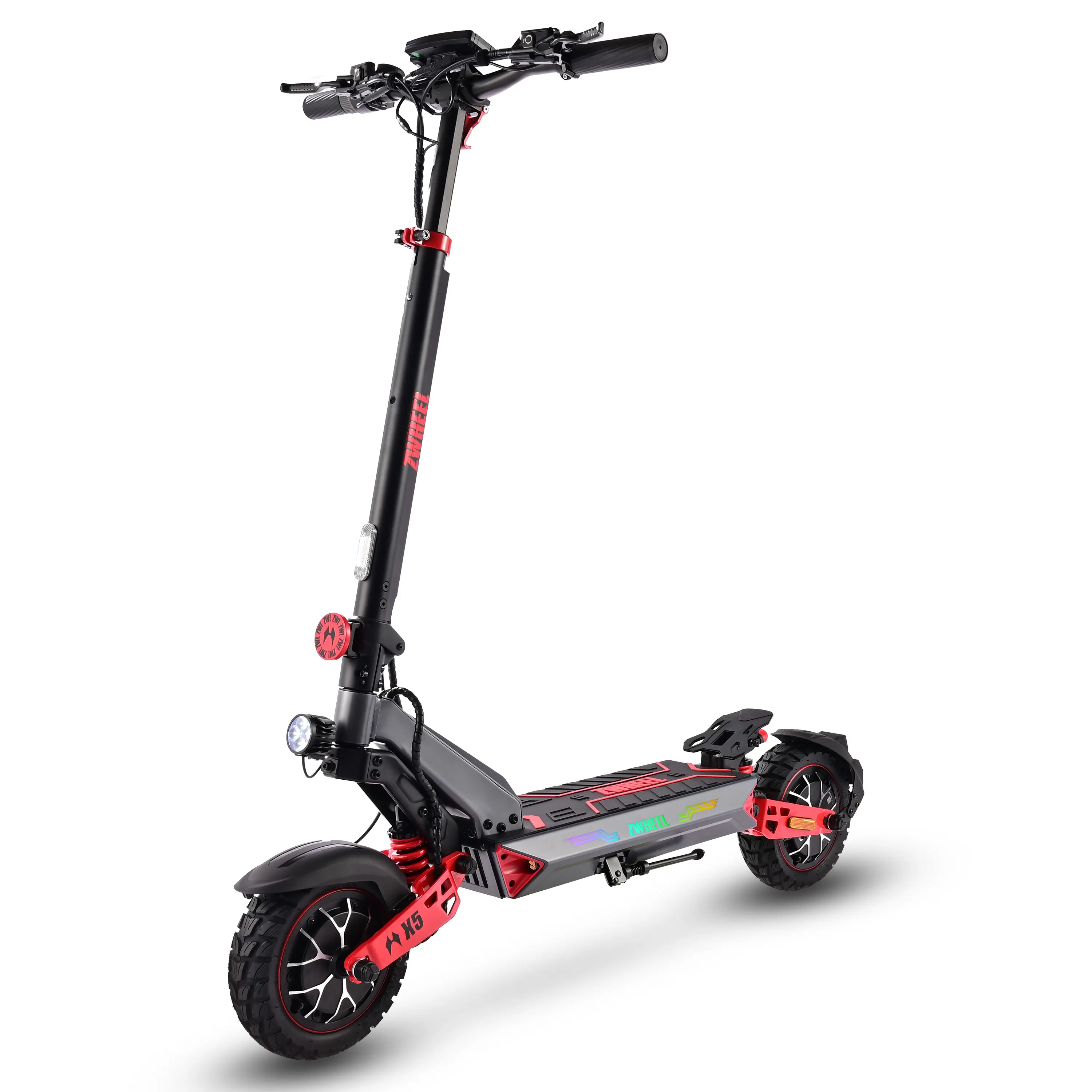 ZWHEEL D3 X5 Dual Motor Adult Electric Scooter - 2400W, 39MPH Max Speed, 48V 20AH, 50 Mi Range, 10-Inch Tubeless Tires, Hands-Free Unlocking, Anti-Theft Protection, 4.6-Inch LED Display, Lightweight Foldable Design