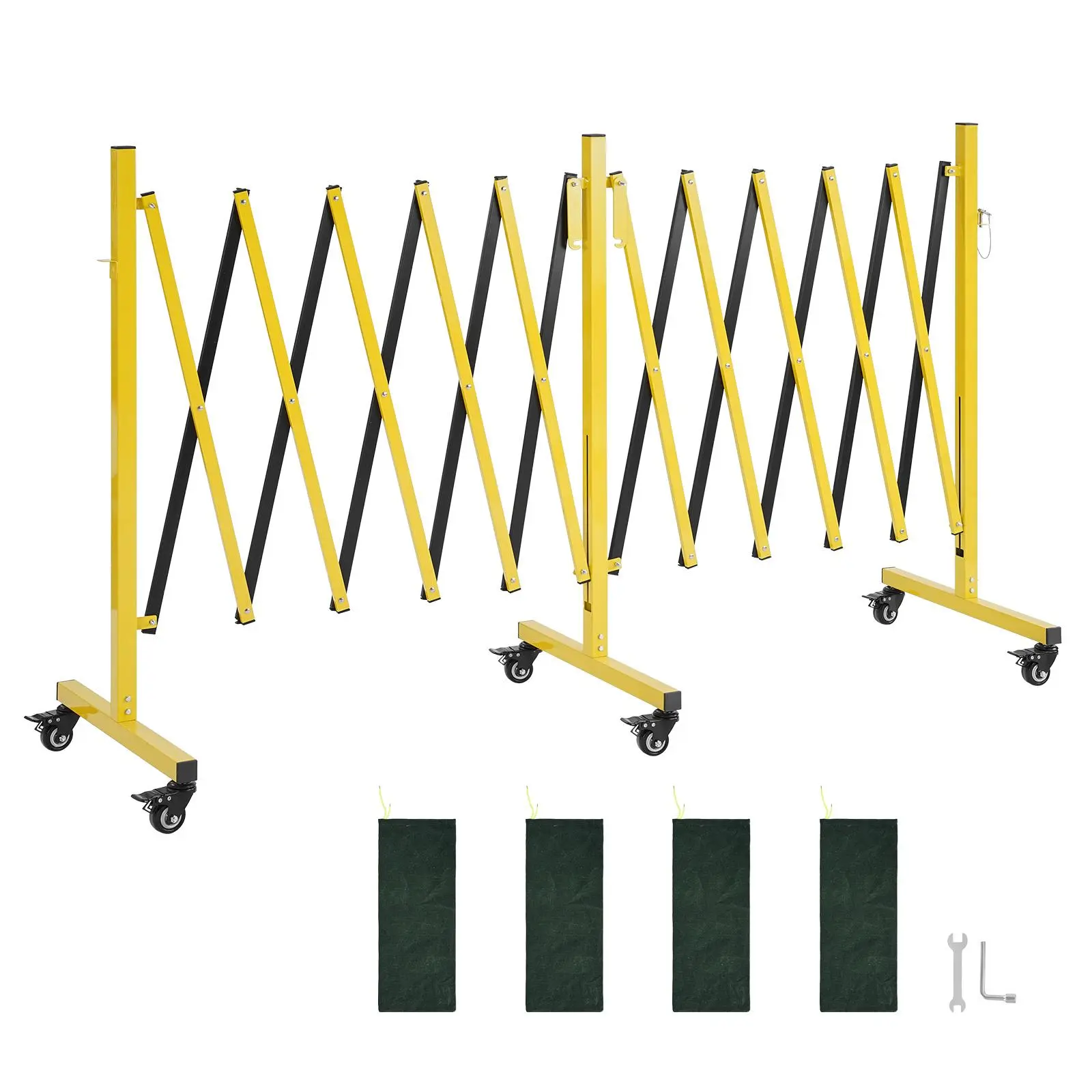 【SummerFinds】VEVOR Double Expandable Barricades, 18FT Industrial Safety Barriers, Flexible Mobile Barricade with Locking Casters, Portable Folding Security Gate Metal Traffic Fence for Driveway Warehouse Elevator